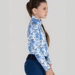 Dapplebay Kids Blue Equestrian Toile 1/4 Zip - Long Sleeve - Breeches.com - Equiluxe Tack