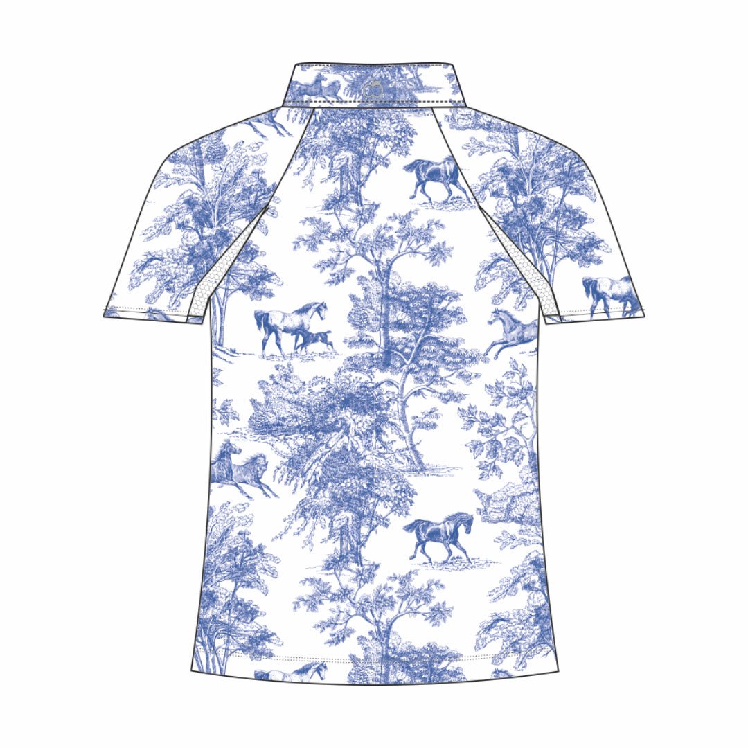 Dapplebay Kids Blue Equestrian Toile 1/4 Zip - Short Sleeve - Dapplebay - Equiluxe Tack