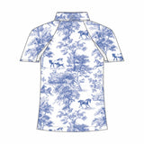Dapplebay Kids Blue Equestrian Toile 1/4 Zip - Short Sleeve - Dapplebay - Equiluxe Tack