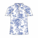 Dapplebay Kids Blue Equestrian Toile 1/4 Zip - Short Sleeve - Dapplebay - Equiluxe Tack