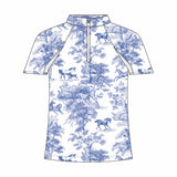 Dapplebay Kids Blue Equestrian Toile 1/4 Zip - Short Sleeve - Dapplebay - Equiluxe Tack