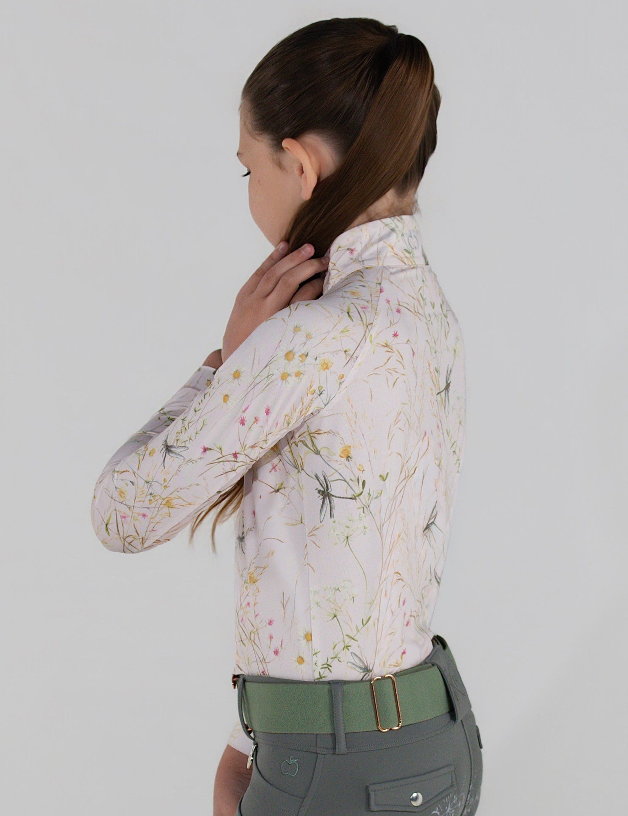 Dapplebay Kids Dragonfly Meadow 1/4 Zip LS Riding Top-Light Pink - Equiluxe Tack