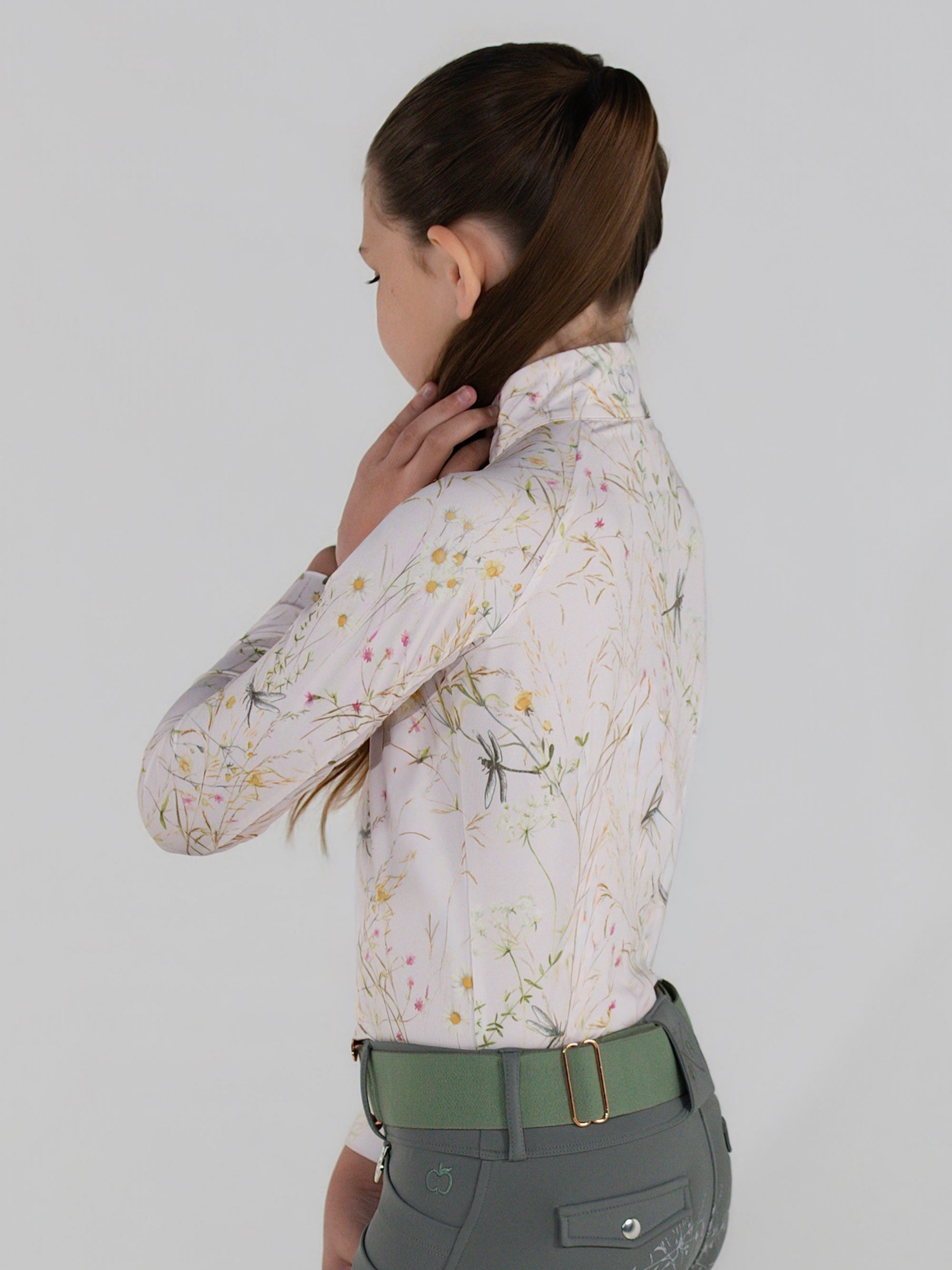 Dapplebay Kids Dragonfly Meadow 1/4 Zip LS Riding Top-Light Pink - Equiluxe Tack