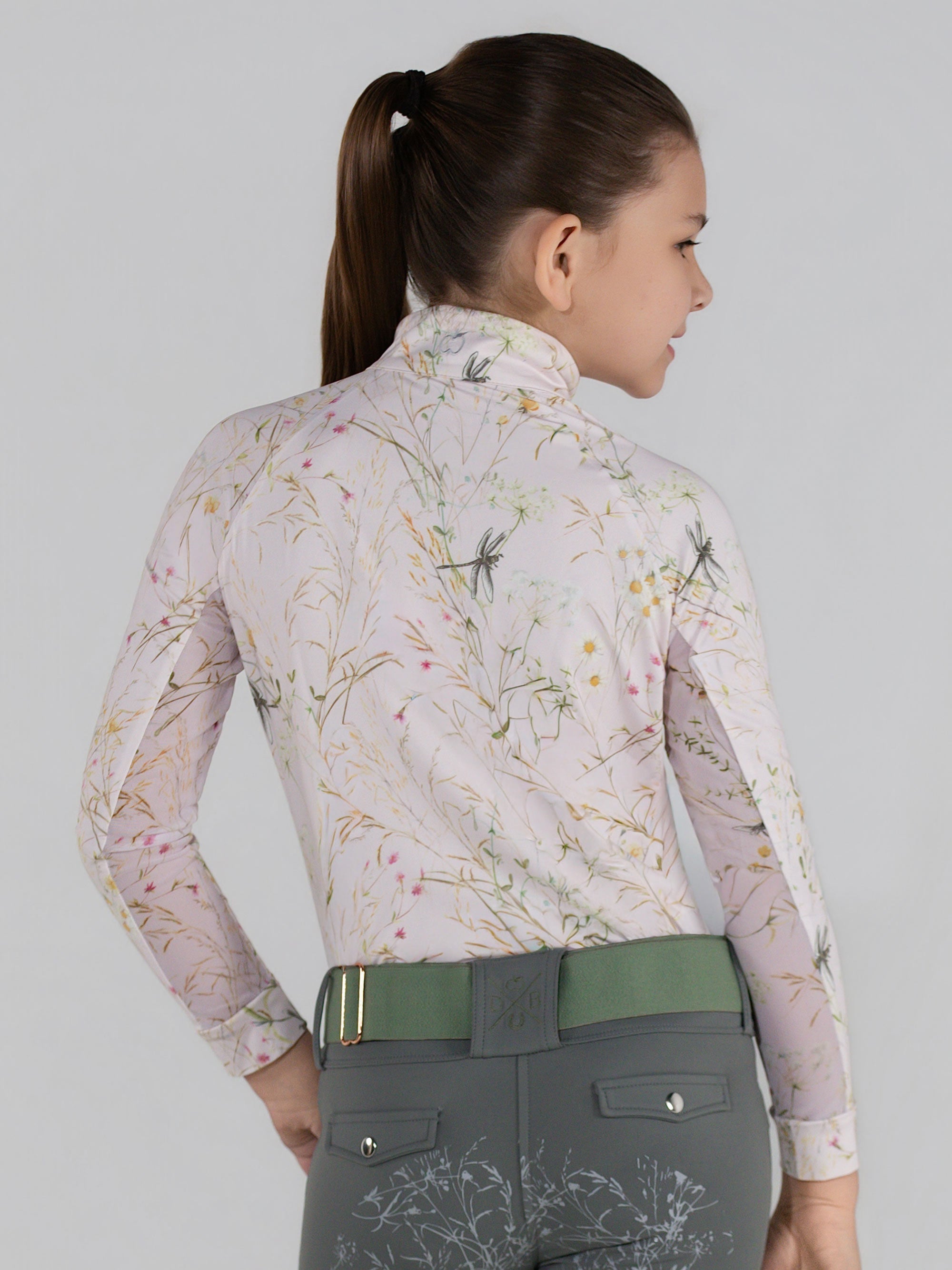 Dapplebay Kids Dragonfly Meadow 1/4 Zip LS Riding Top-Light Pink - Equiluxe Tack