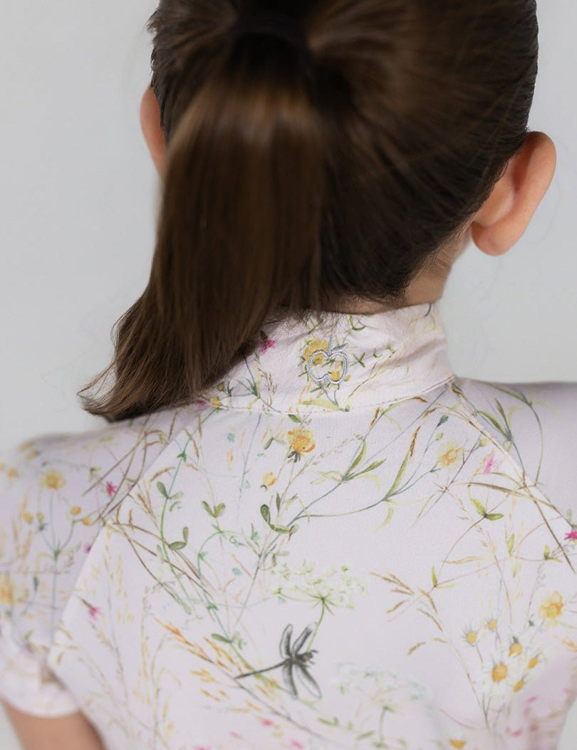 Dapplebay Kids Dragonfly Meadow 1/4 Zip SS Riding Top - Light Pink - Breeches.com - Equiluxe Tack