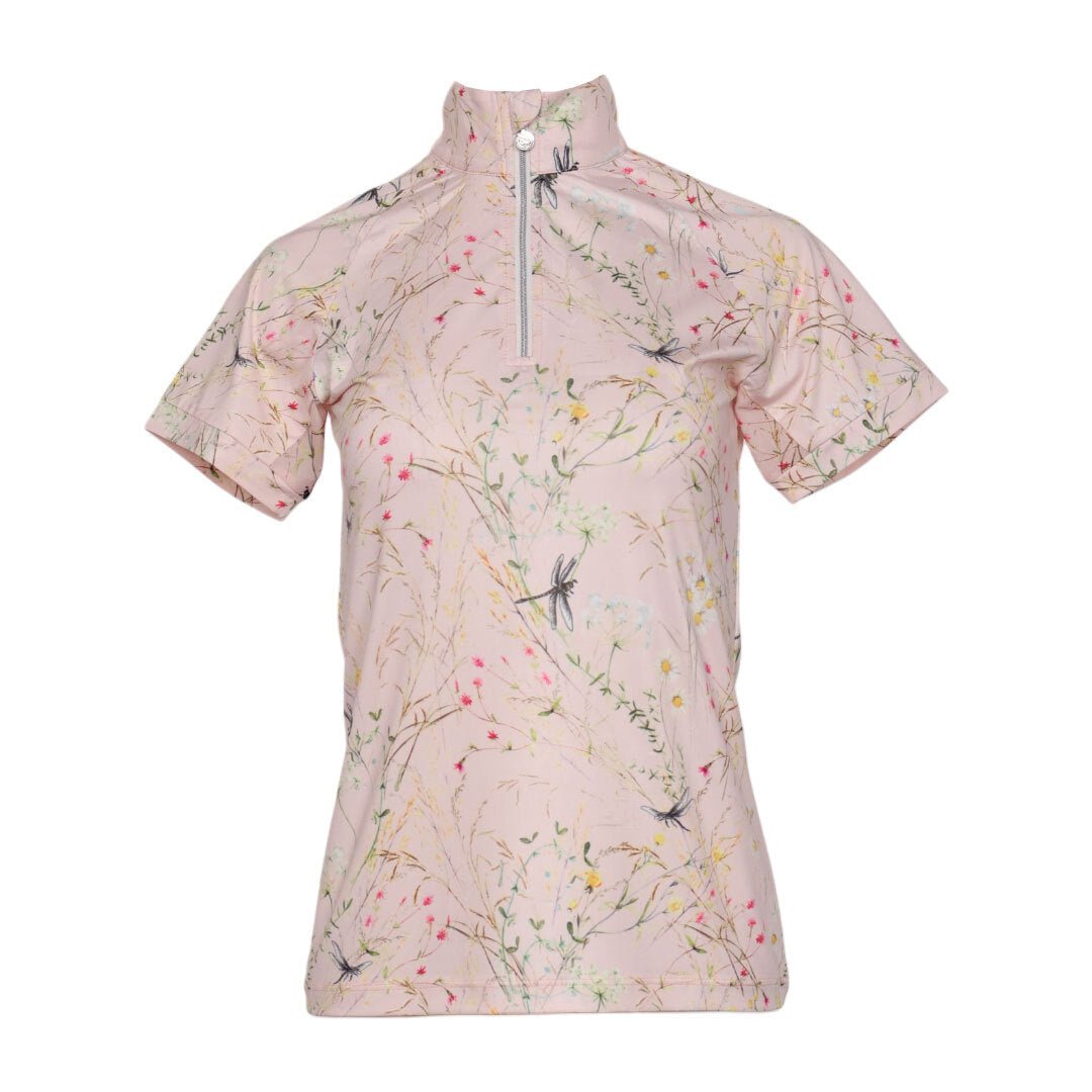 Dapplebay Kids Dragonfly Meadow 1/4 Zip SS Riding Top - Light Pink - Breeches.com - Equiluxe Tack