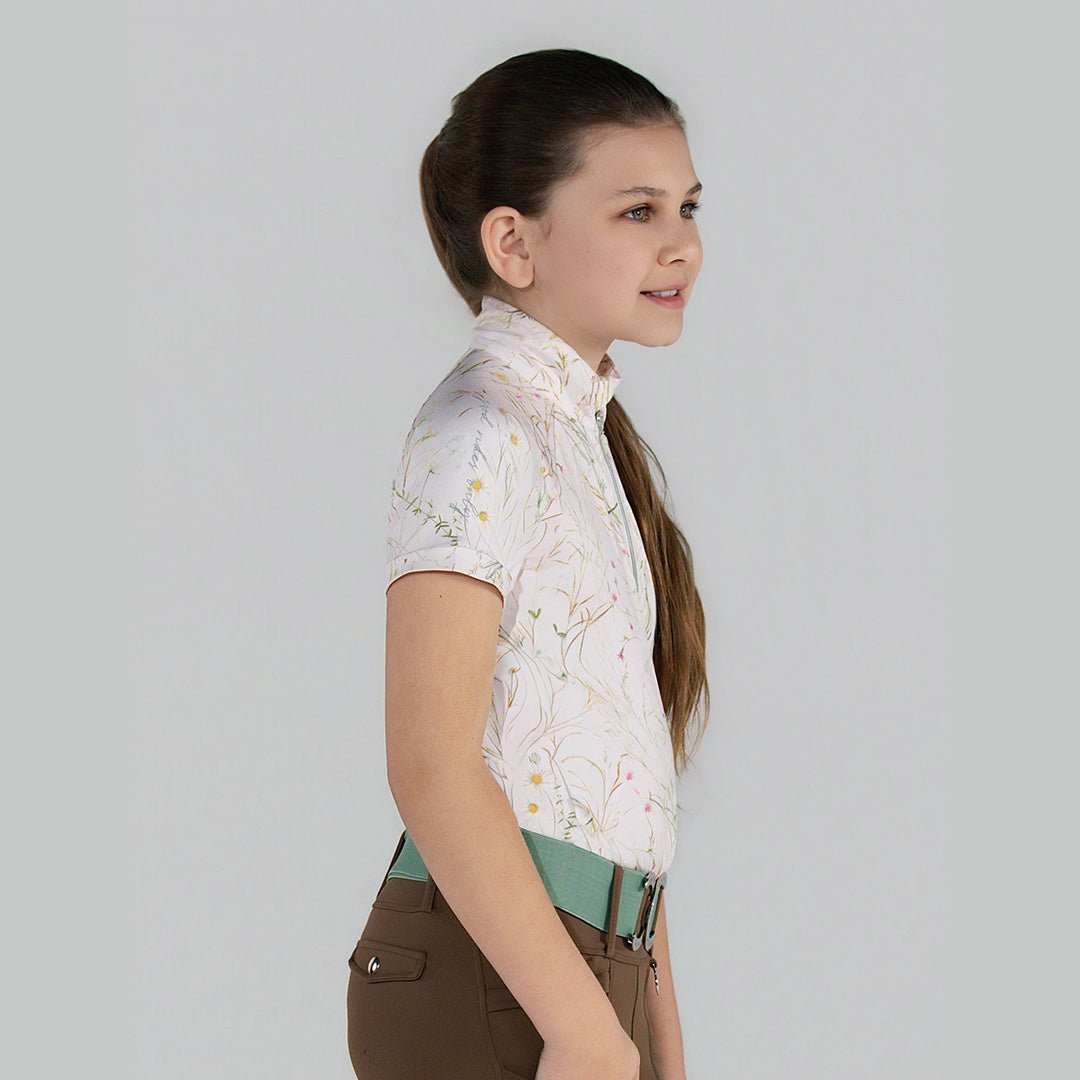 Dapplebay Kids Dragonfly Meadow 1/4 Zip SS Riding Top - Light Pink - Breeches.com - Equiluxe Tack