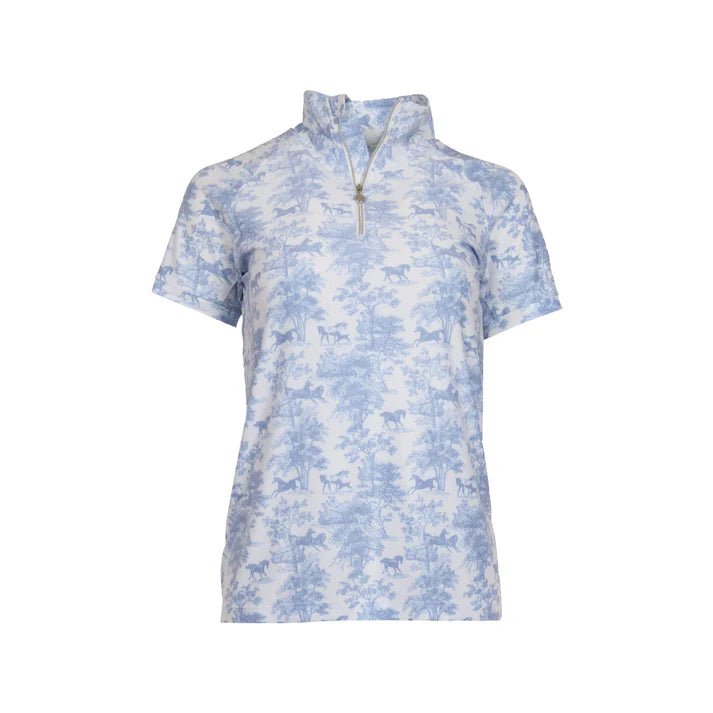 Dapplebay Kids Equestrian Toile 1/4 Zip SS Riding Top - Moonrise - Breeches.com - Equiluxe Tack