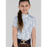Dapplebay Kids Equestrian Toile 1/4 Zip SS Riding Top - Moonrise - Breeches.com - Equiluxe Tack