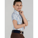Dapplebay Kids Equestrian Toile 1/4 Zip SS Riding Top - Moonrise - Breeches.com - Equiluxe Tack