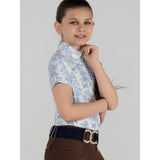 Dapplebay Kids Equestrian Toile 1/4 Zip SS Riding Top - Moonrise - Breeches.com - Equiluxe Tack