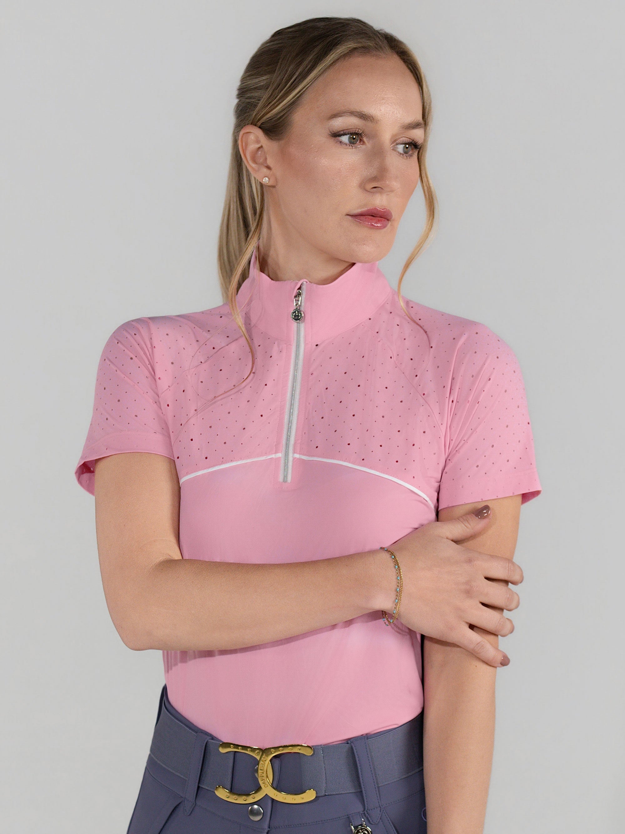 Dapplebay Lady 1/4 Zip Aircut SS Riding Top - Ballet Pink - Dapplebay - Equiluxe Tack