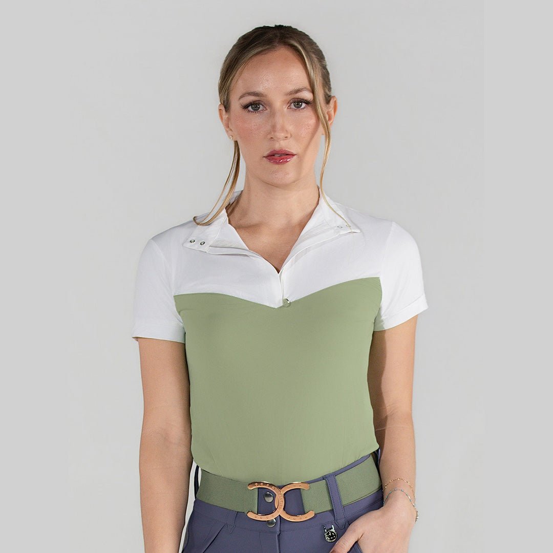 Dapplebay Lady 1/4 Zip SS Show Top - Sage - Breeches.com - Equiluxe Tack
