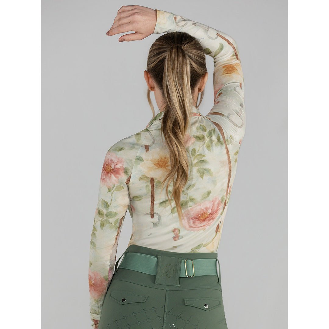 Dapplebay Vintage Floral 1/4 Zip LS Riding Top - Breeches.com - Equiluxe Tack