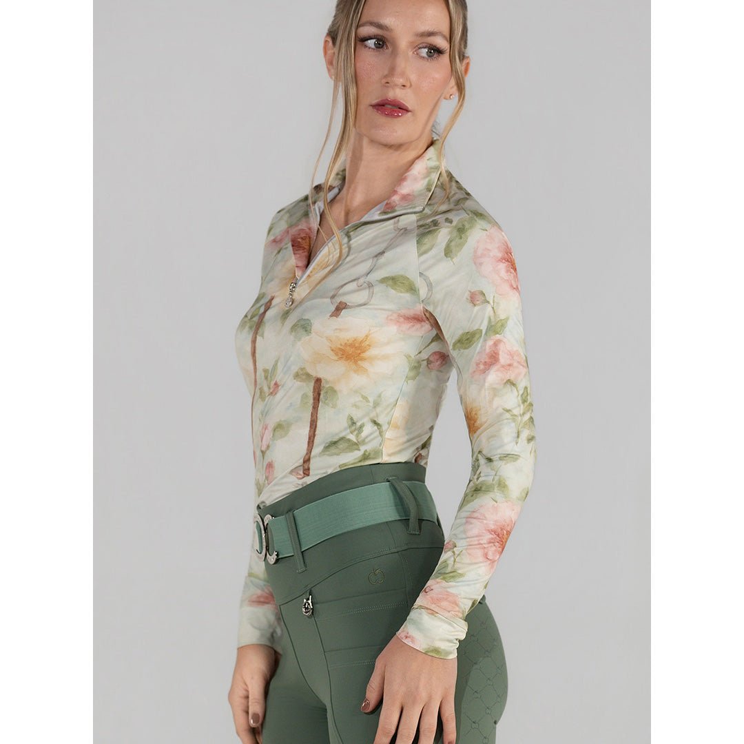 Dapplebay Vintage Floral 1/4 Zip LS Riding Top - Breeches.com - Equiluxe Tack