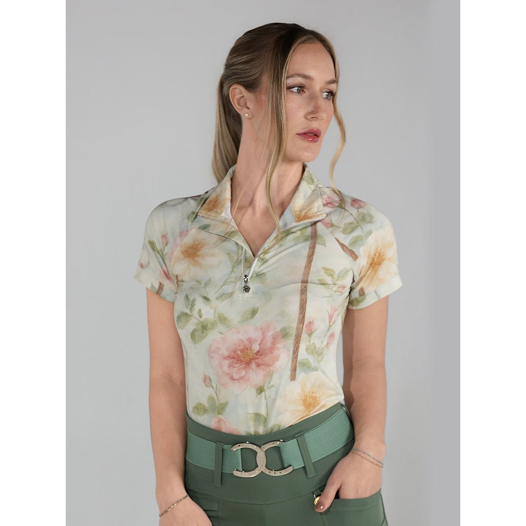 Dapplebay Vintage Floral 1/4 Zip SS Riding Top - Breeches.com - Equiluxe Tack