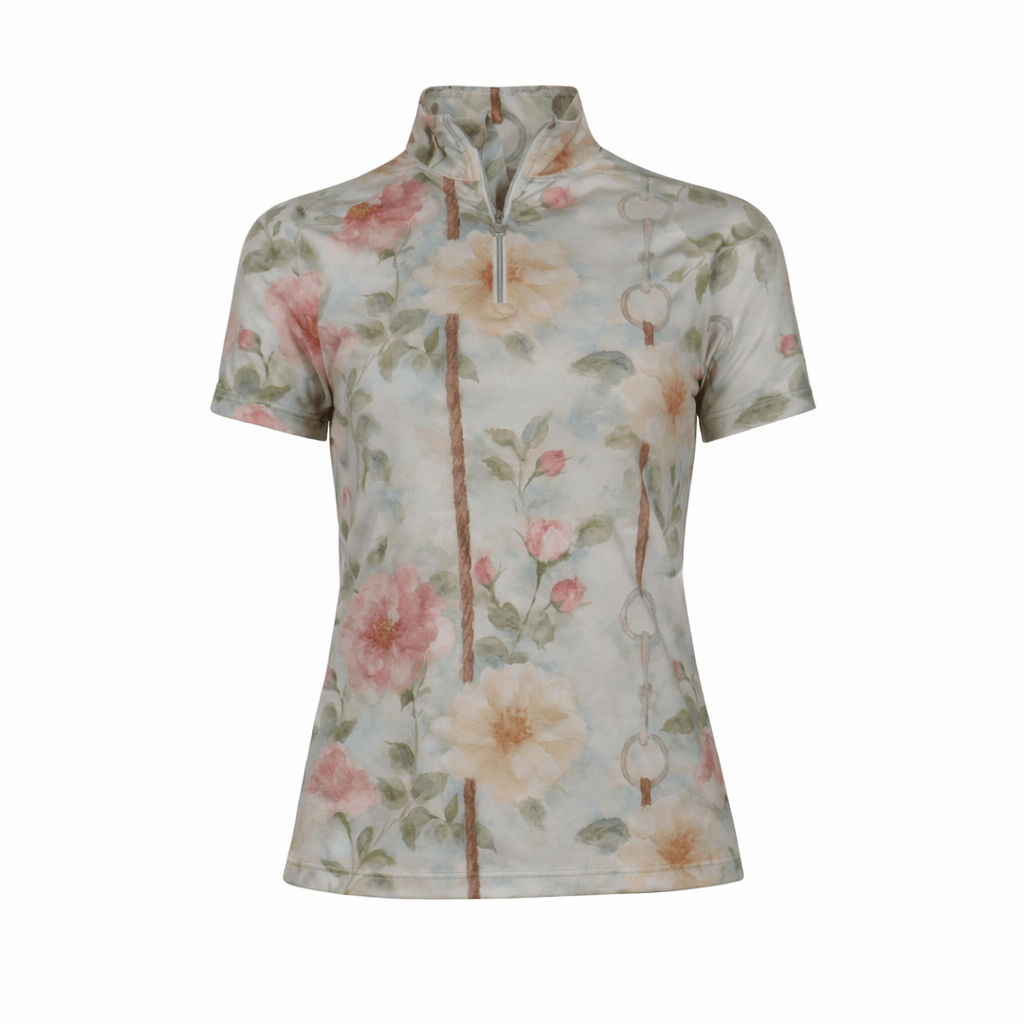 Dapplebay Vintage Floral 1/4 Zip SS Riding Top - Breeches.com - Equiluxe Tack