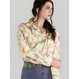 Dapplebay Vintage Floral Breezy Button Up Top - Tan - Breeches.com - Equiluxe Tack