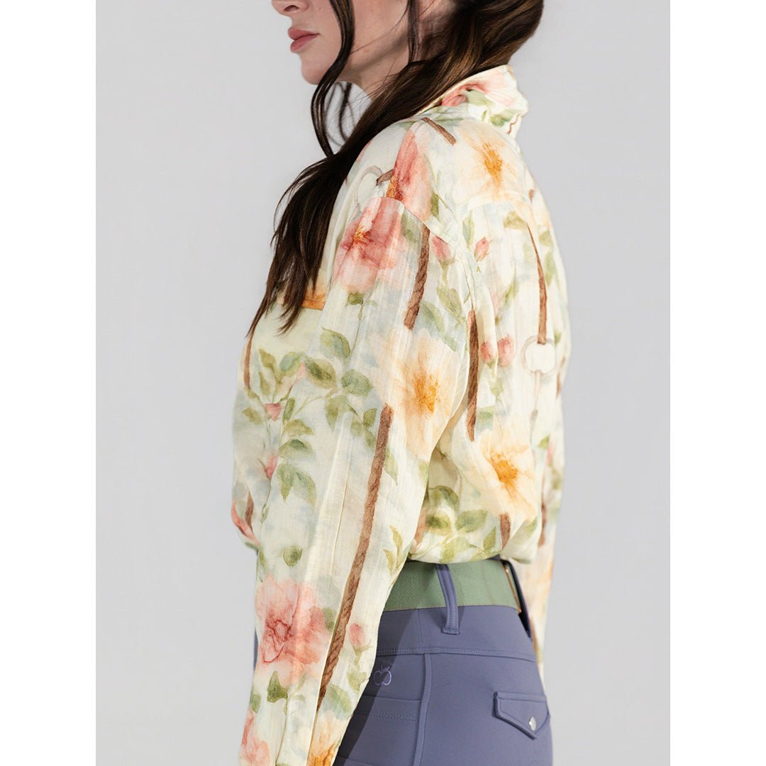Dapplebay Vintage Floral Breezy Button Up Top - Tan - Breeches.com - Equiluxe Tack