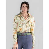 Dapplebay Vintage Floral Breezy Button Up Top - Tan - Breeches.com - Equiluxe Tack