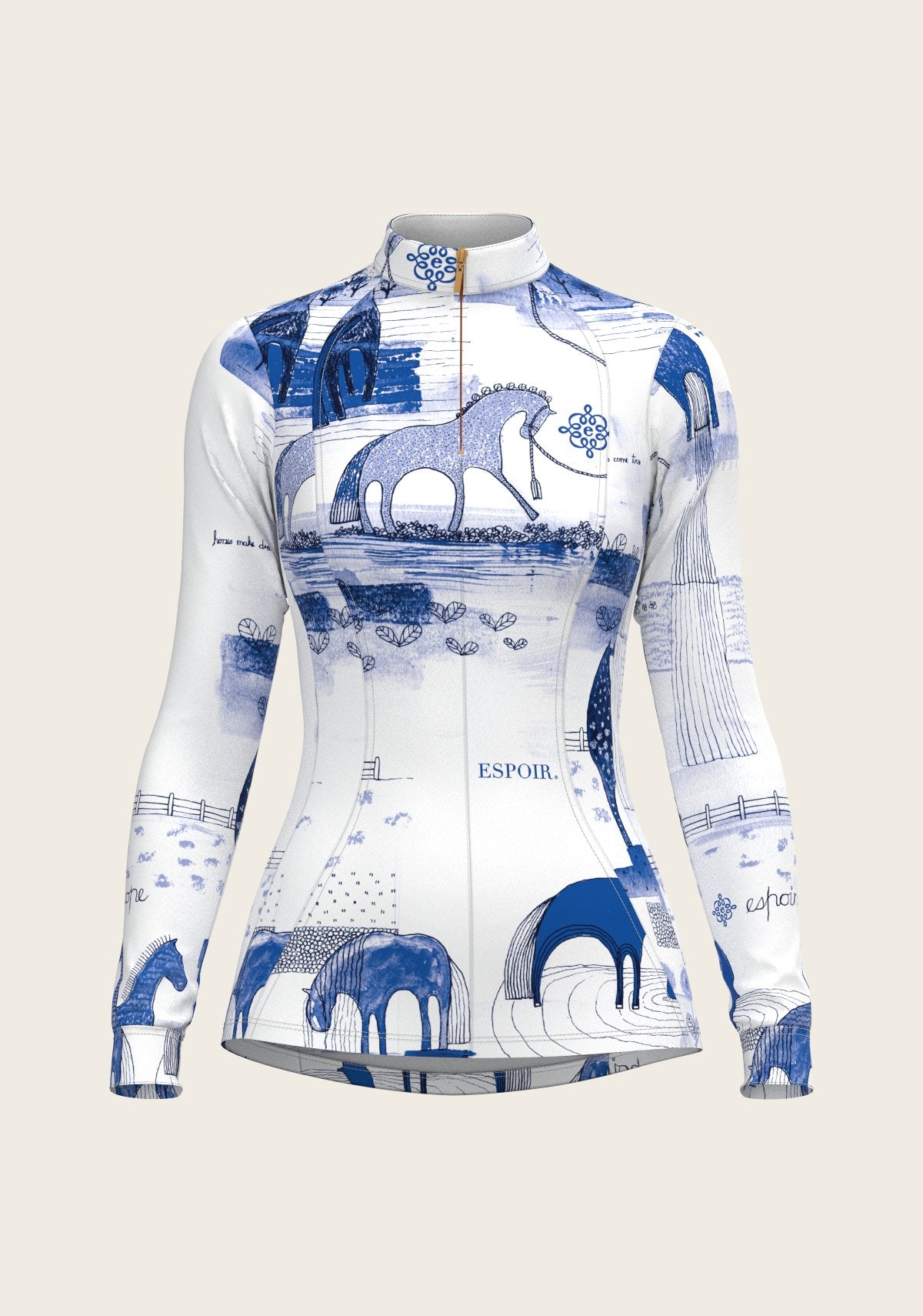 Daydreaming Horses in Blue Quarter Zip Sun Shirt - Espoir Equestrian - Equiluxe Tack