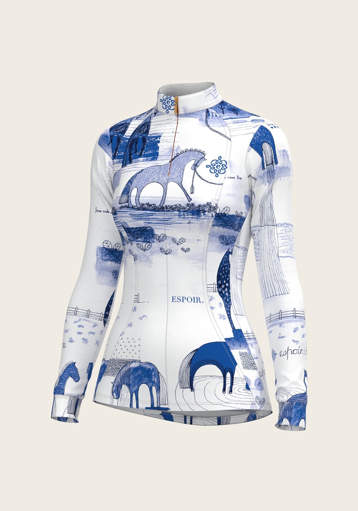 Daydreaming Horses in Blue Quarter Zip Sun Shirt - Espoir Equestrian - Equiluxe Tack