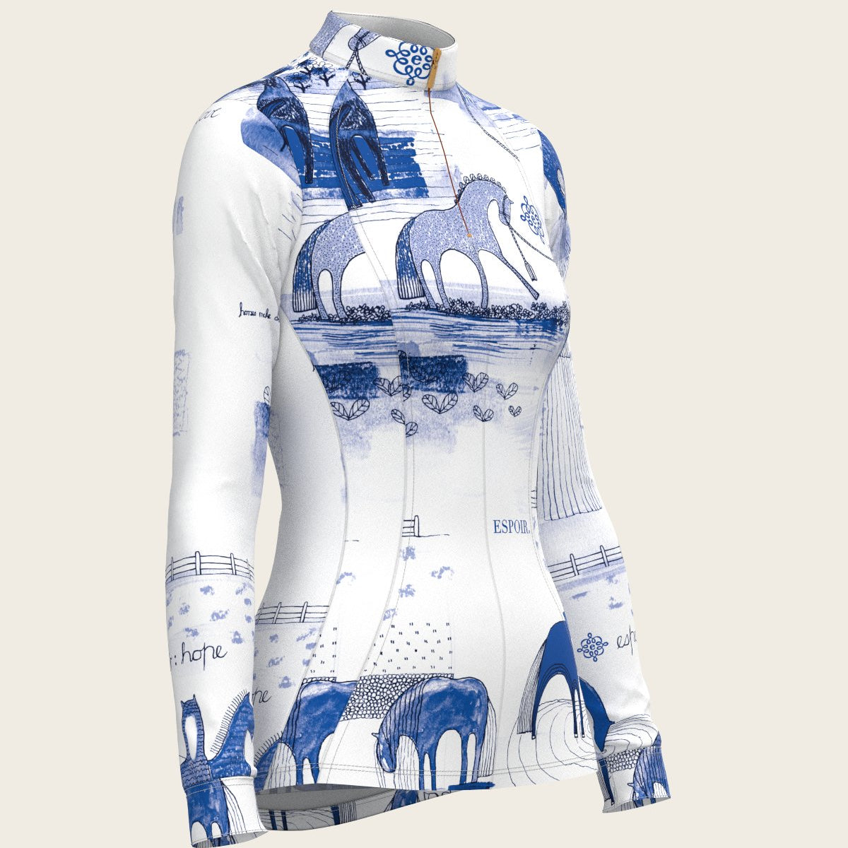 Daydreaming Horses in Blue Quarter Zip Sun Shirt - Espoir Equestrian - Equiluxe Tack