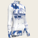 Daydreaming Horses in Blue Quarter Zip Sun Shirt - Espoir Equestrian - Equiluxe Tack