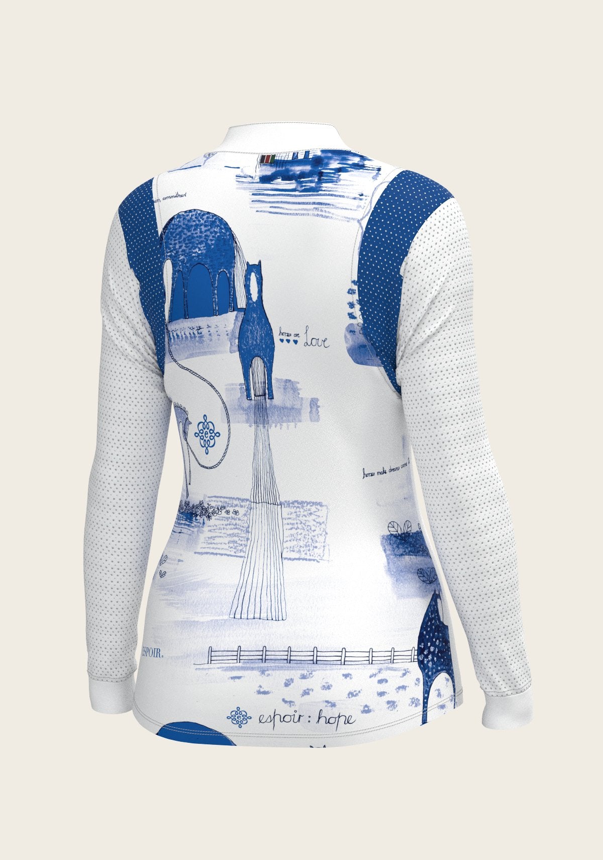 Daydreaming Horses in Blue Slim Fit Long Sleeve Show Shirt - Espoir Equestrian - Equiluxe Tack