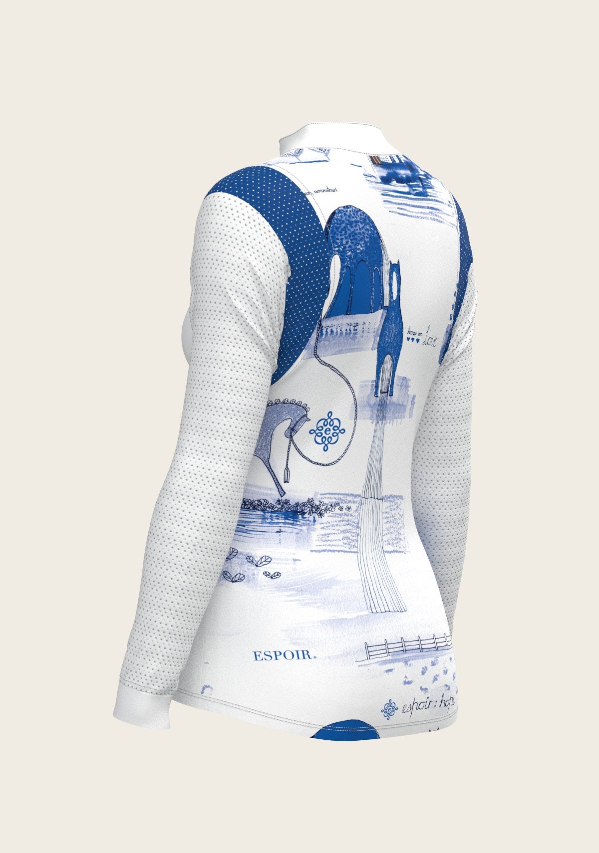 Daydreaming Horses in Blue Slim Fit Long Sleeve Show Shirt - Espoir Equestrian - Equiluxe Tack