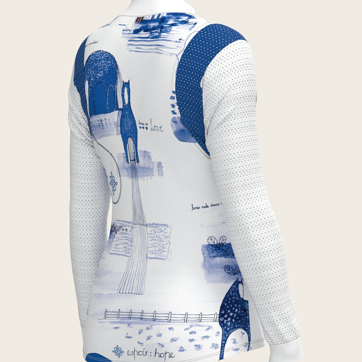 Daydreaming Horses in Blue Slim Fit Long Sleeve Show Shirt - Espoir Equestrian - Equiluxe Tack