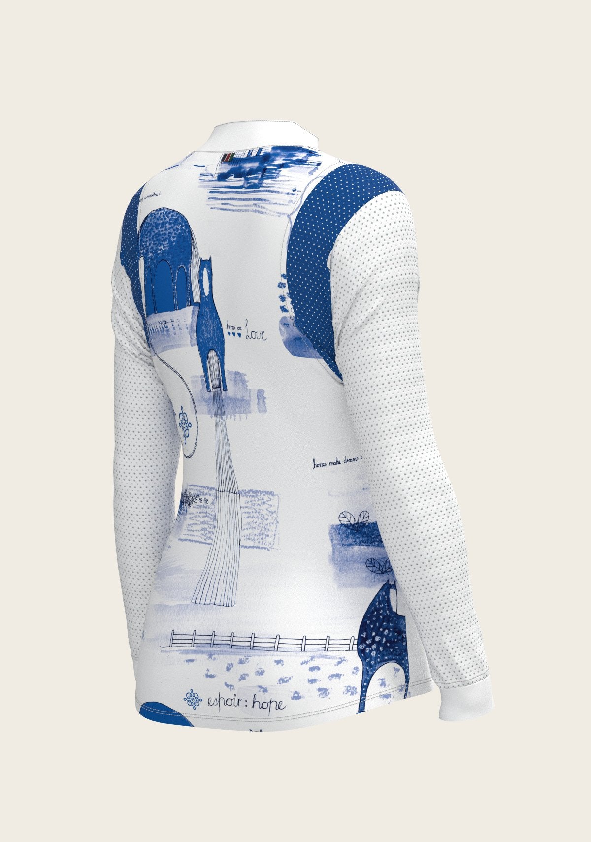 Daydreaming Horses in Blue Slim Fit Long Sleeve Show Shirt - Espoir Equestrian - Equiluxe Tack