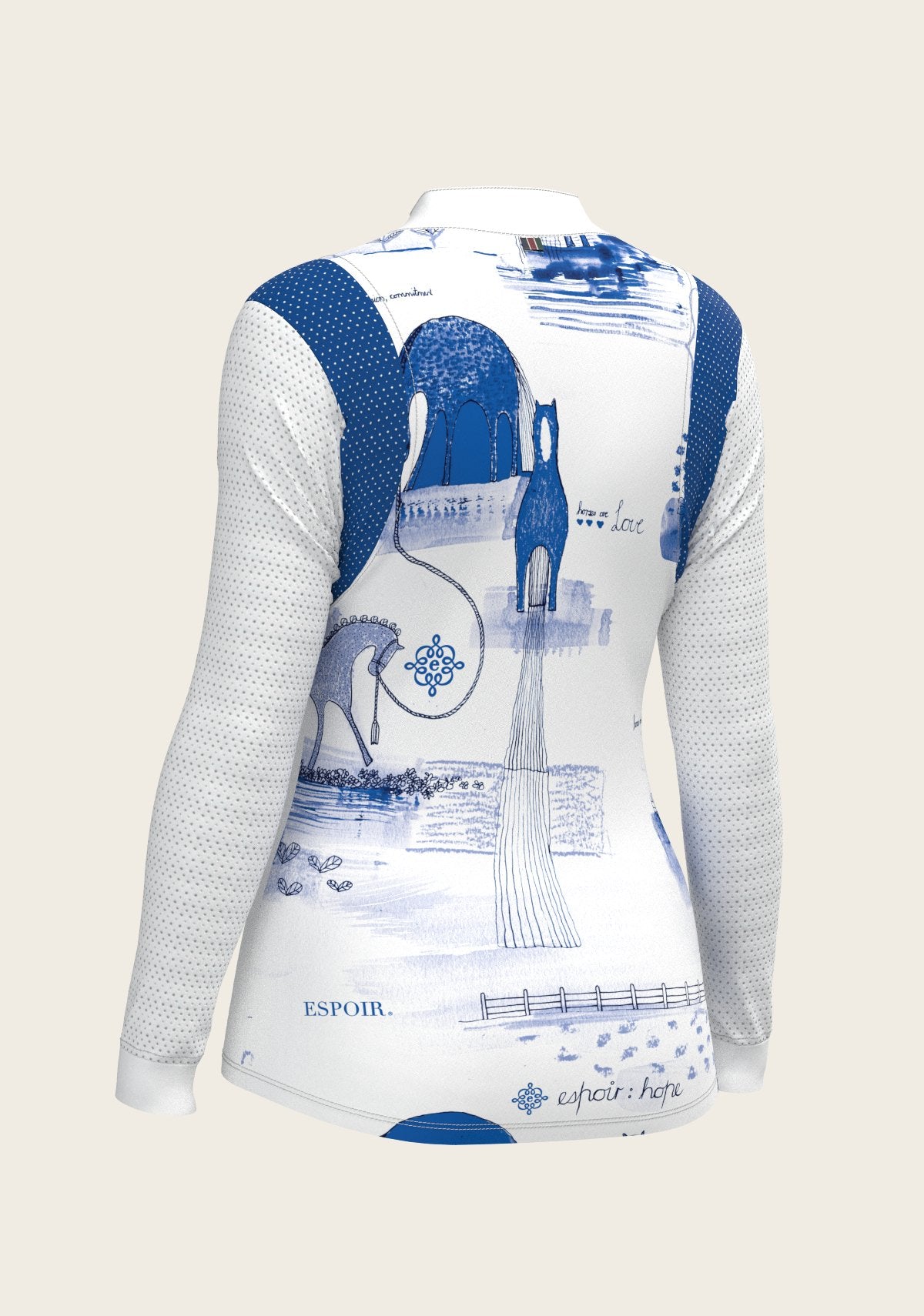 Daydreaming Horses in Blue Slim Fit Long Sleeve Show Shirt - Espoir Equestrian - Equiluxe Tack