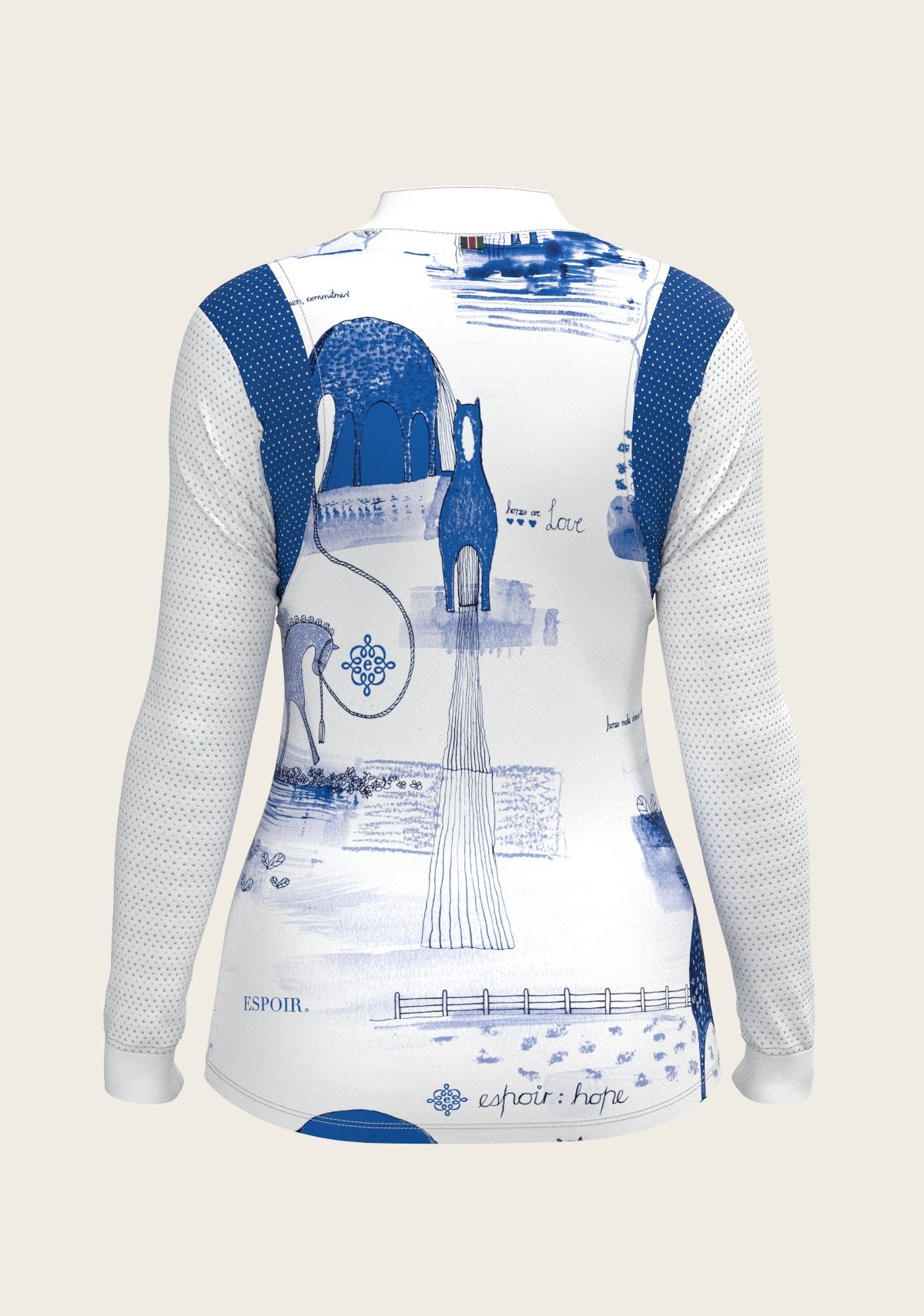 Daydreaming Horses in Blue Slim Fit Long Sleeve Show Shirt - Espoir Equestrian - Equiluxe Tack