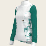 Daydreaming Horses in Green Short Pleated Long Sleeve Show Shirt - Espoir Equestrian - Equiluxe Tack