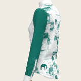 Daydreaming Horses in Green Short Pleated Long Sleeve Show Shirt - Espoir Equestrian - Equiluxe Tack