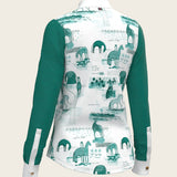 Daydreaming Horses in Green Short Pleated Long Sleeve Show Shirt - Espoir Equestrian - Equiluxe Tack