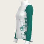 Daydreaming Horses in Green Short Pleated Long Sleeve Show Shirt - Espoir Equestrian - Equiluxe Tack