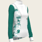 Daydreaming Horses in Green Short Pleated Long Sleeve Show Shirt - Espoir Equestrian - Equiluxe Tack