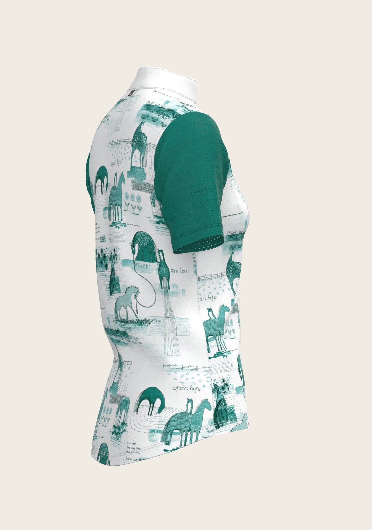 Daydreaming Horses in Green Short Pleated Short Sleeve Show Shirt - Espoir Equestrian - Equiluxe Tack