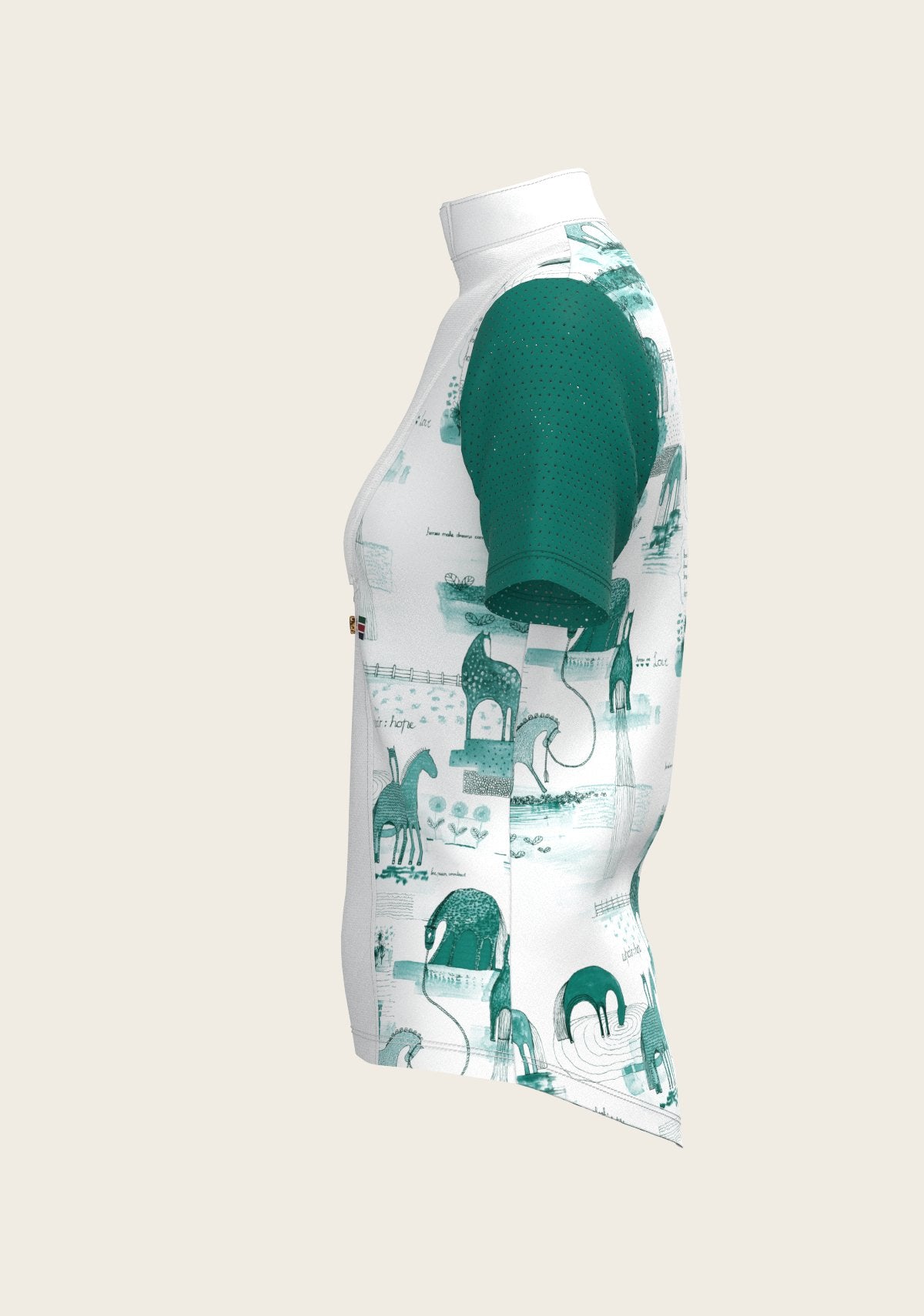 Daydreaming Horses in Green Short Pleated Short Sleeve Show Shirt - Espoir Equestrian - Equiluxe Tack