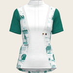 Daydreaming Horses in Green Short Pleated Short Sleeve Show Shirt - Espoir Equestrian - Equiluxe Tack