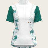 Daydreaming Horses in Green Short Pleated Short Sleeve Show Shirt - Espoir Equestrian - Equiluxe Tack