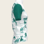Daydreaming Horses in Green Short Pleated Short Sleeve Show Shirt - Espoir Equestrian - Equiluxe Tack