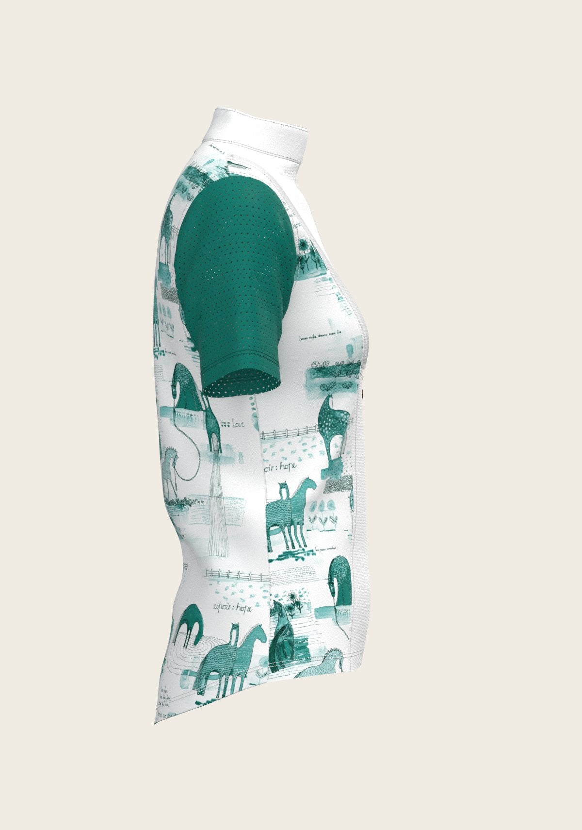 Daydreaming Horses in Green Short Pleated Short Sleeve Show Shirt - Espoir Equestrian - Equiluxe Tack