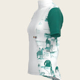 Daydreaming Horses in Green Short Pleated Short Sleeve Show Shirt - Espoir Equestrian - Equiluxe Tack