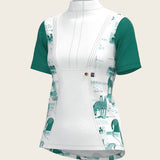 Daydreaming Horses in Green Short Pleated Short Sleeve Show Shirt - Espoir Equestrian - Equiluxe Tack