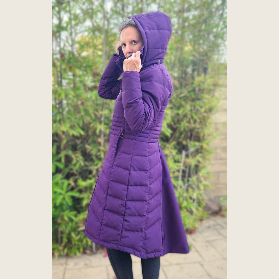 Deep Purple Duck Down Riding Coat with velvet collar - Dressage Queen Dream - Equiluxe Tack