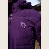 Deep Purple Duck Down Riding Coat with velvet collar - Dressage Queen Dream - Equiluxe Tack