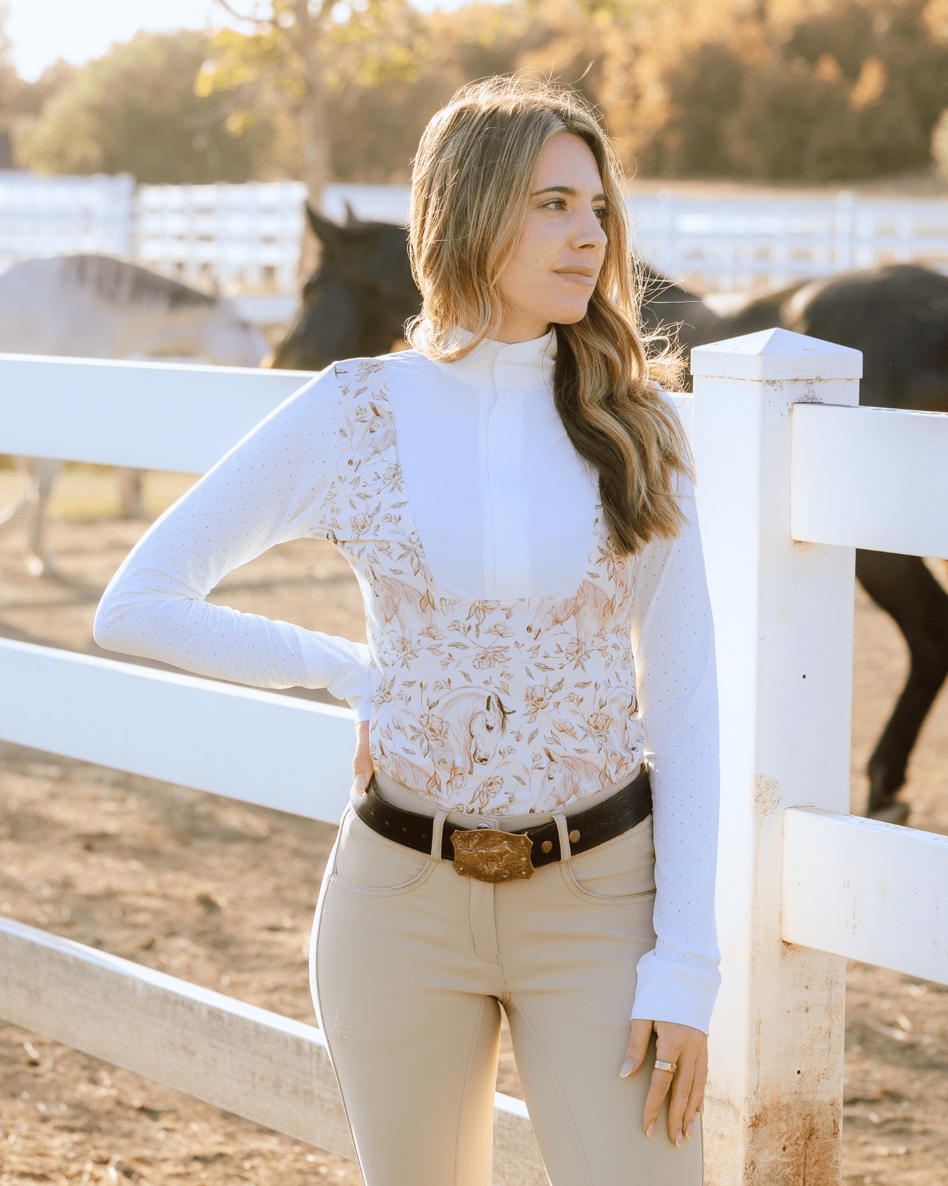 Deinhardt Designs Long Sleeve Capriole Competition Shirt - SEPIA - Equiluxe Tack